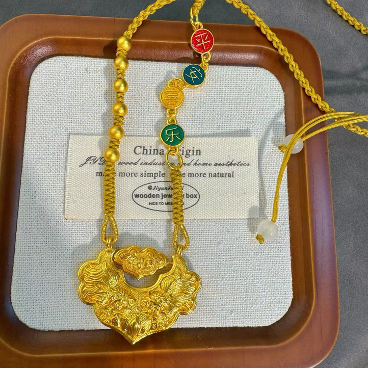 铜合金吊坠 如意吉祥如意锁吊坠手工编织新中式百搭