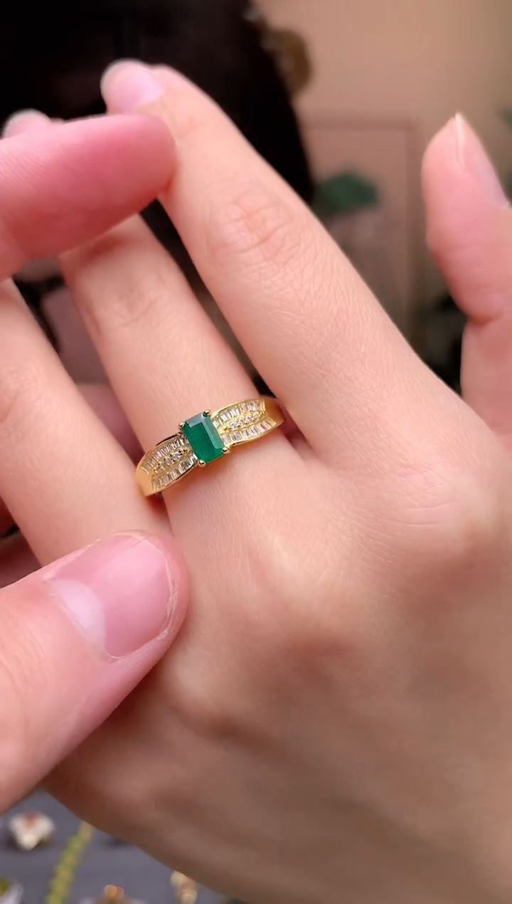 【闪购商品】祖母绿戒指银S925镶嵌戒指