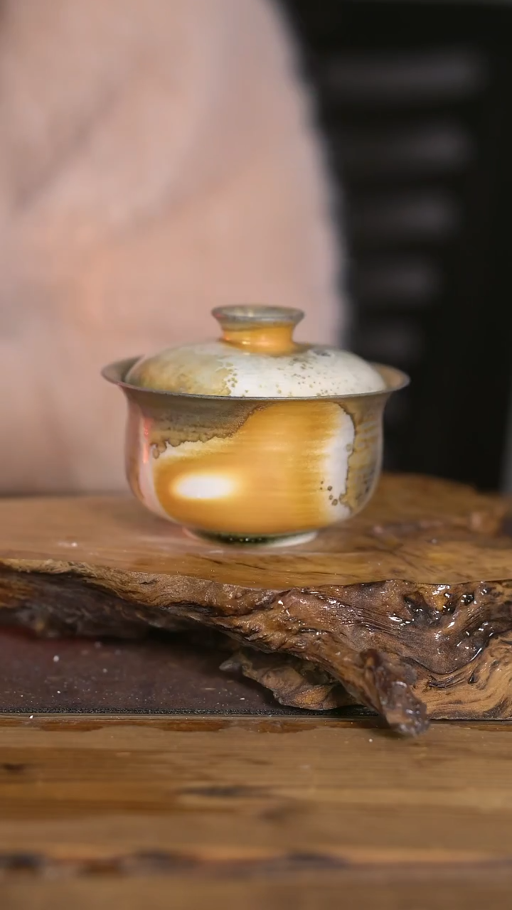 景德镇纯柴烧  中百泥盖碗 109