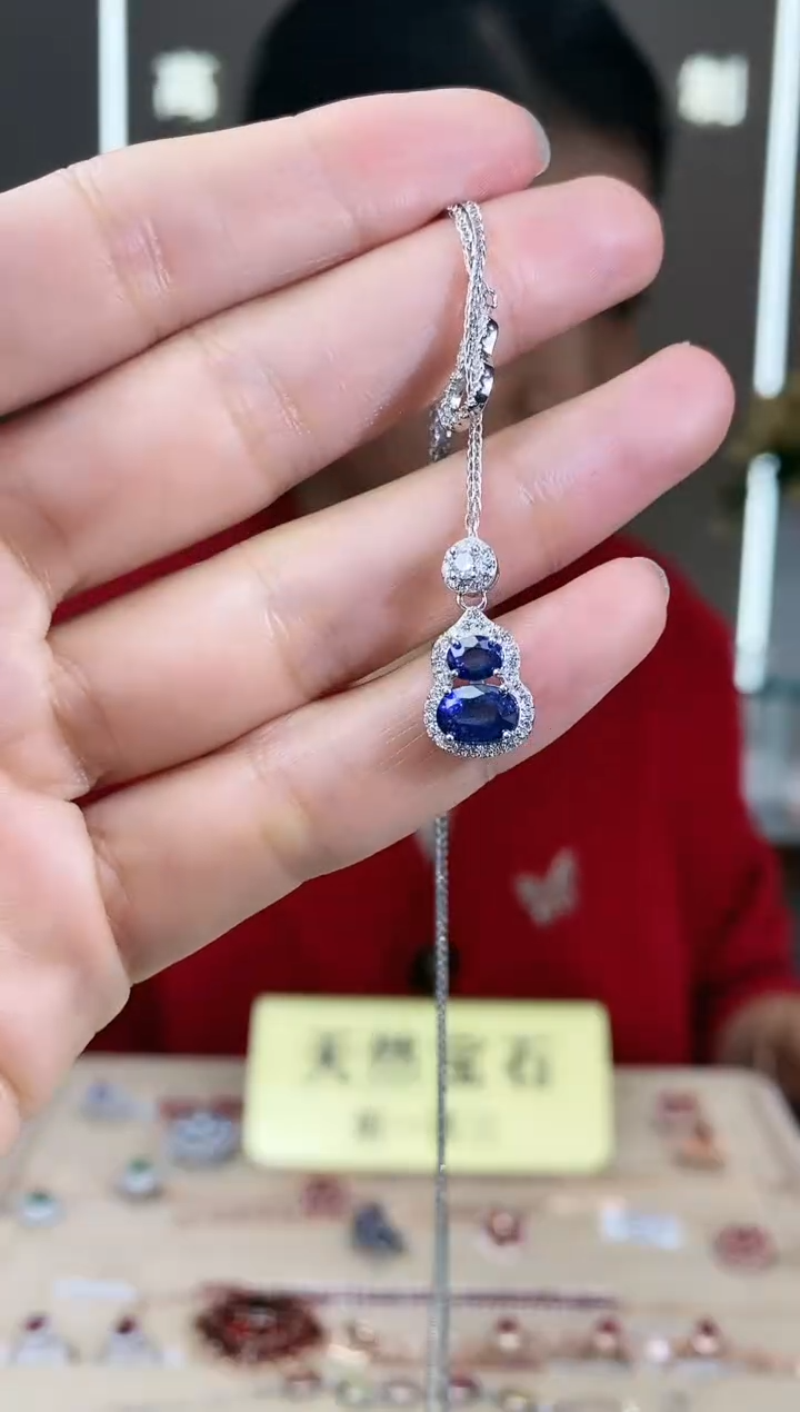 【闪购商品】蓝宝石颈饰银S925镶嵌颈饰