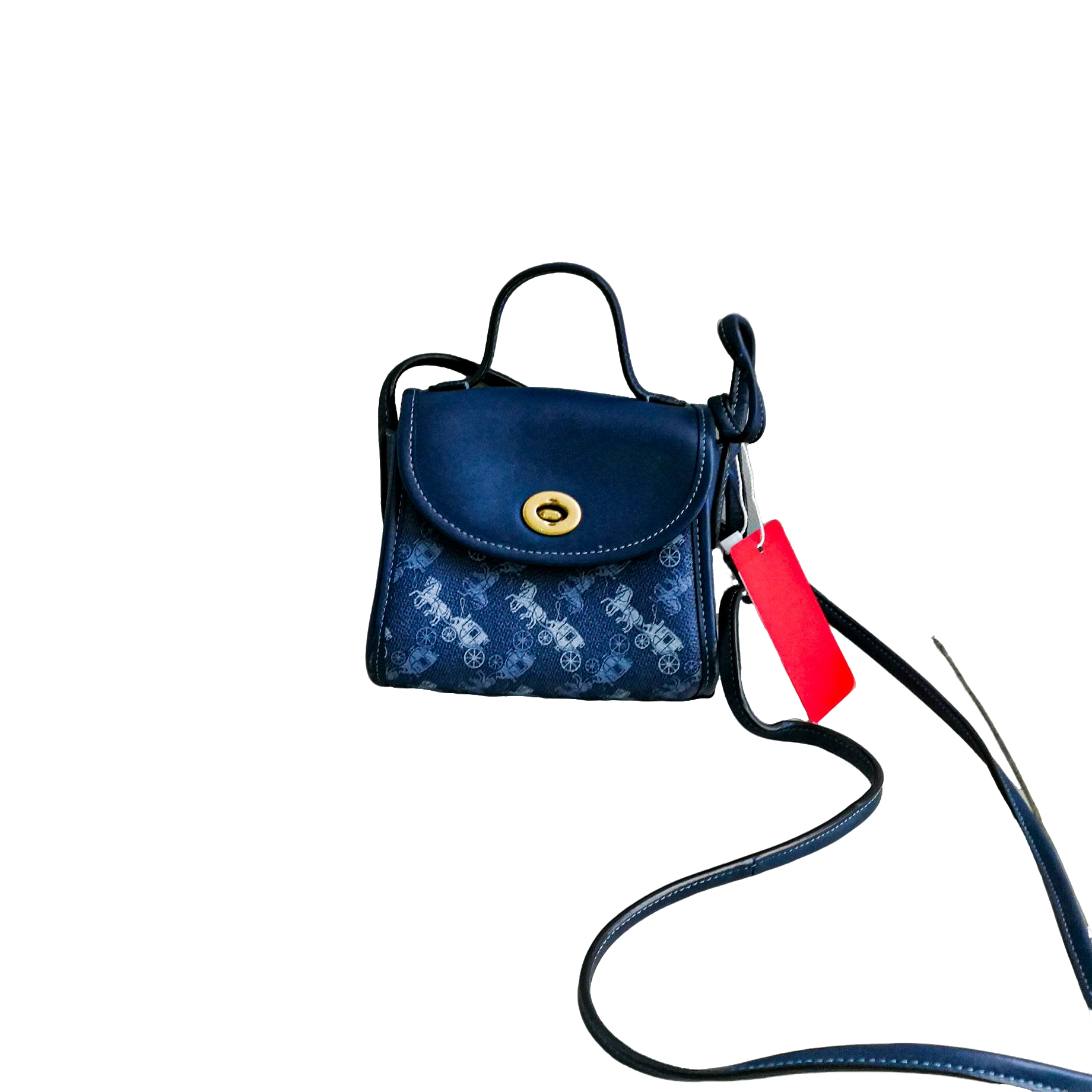 95新  Coach 蓝色马车手拎 050811