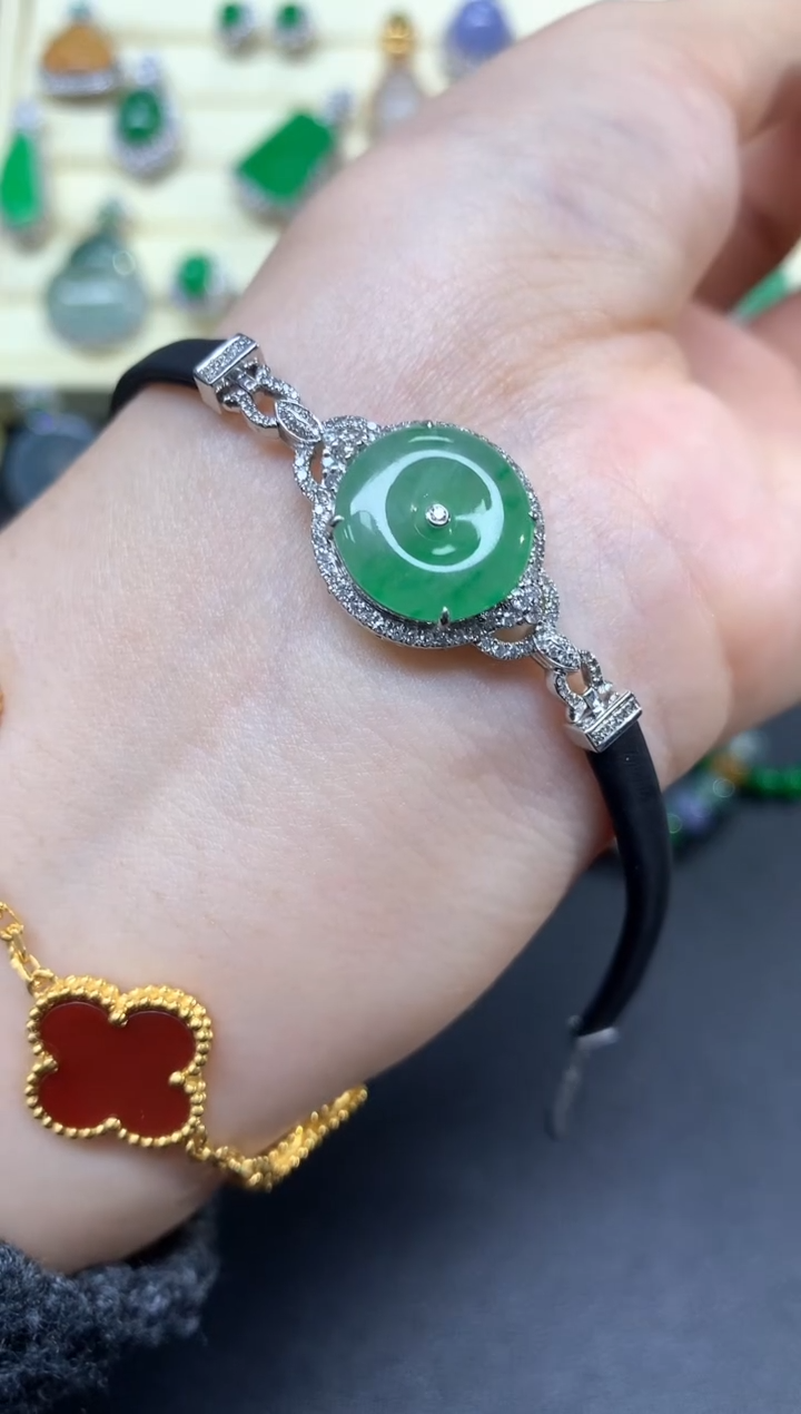 【闪购商品】翡翠手链18K金镶嵌翡翠手表带|5900+590