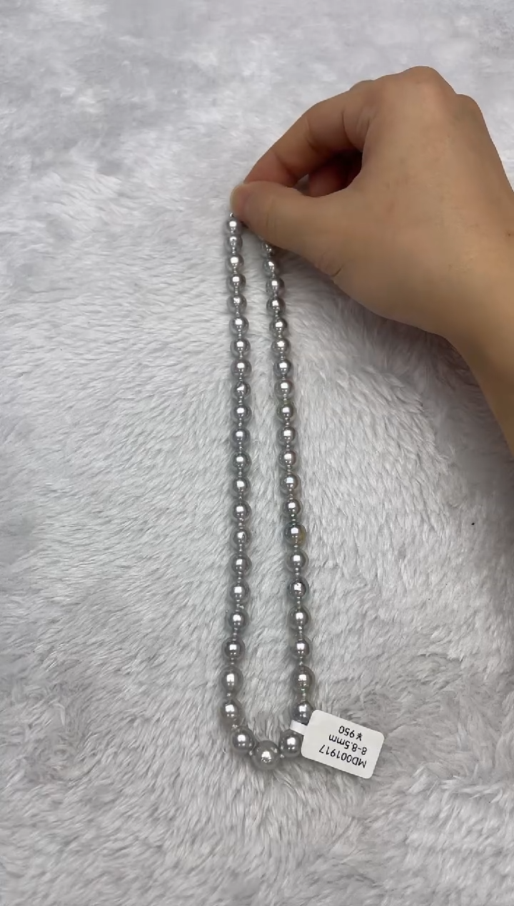 项链银S925镶嵌海水珍珠AK真多麻8-8.5mm