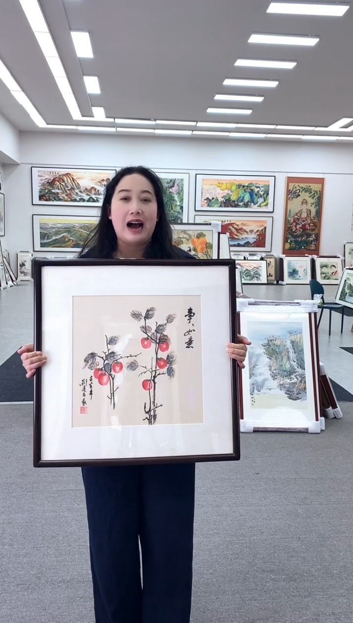 国画60*60手绘斗方事事如意