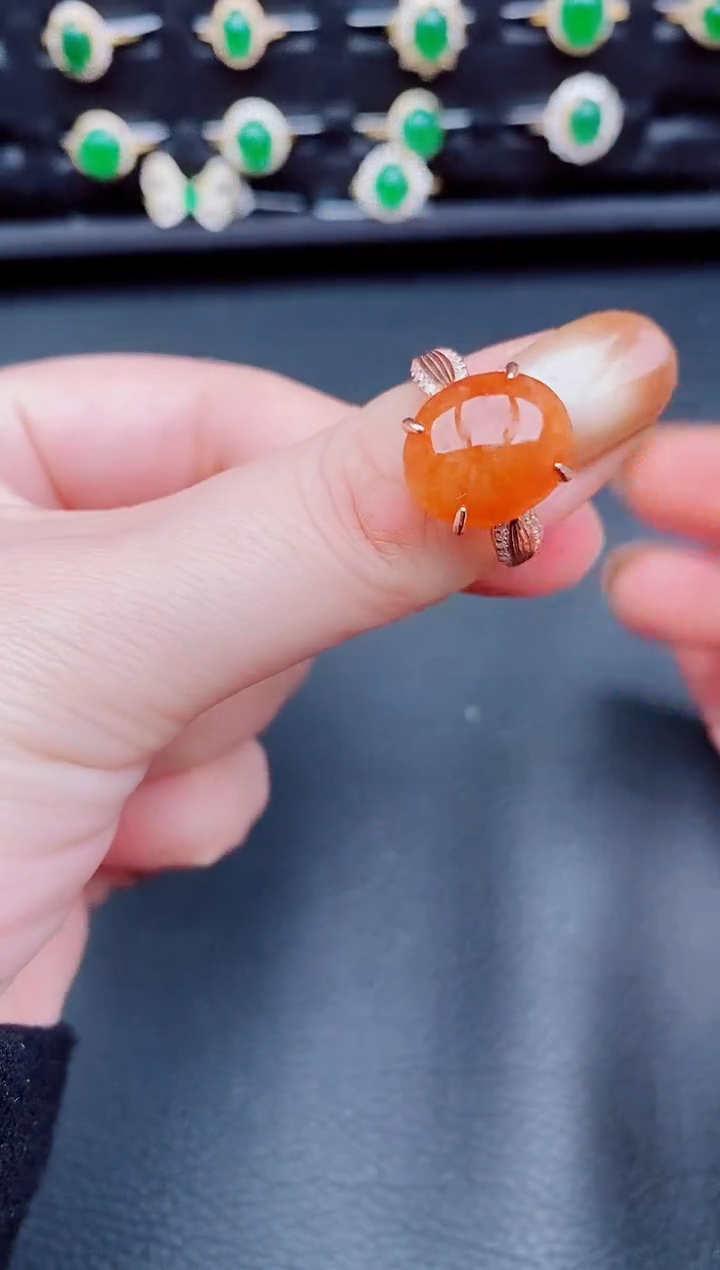 【闪购商品】翡翠戒指银S925镶嵌天然a货翡翠161