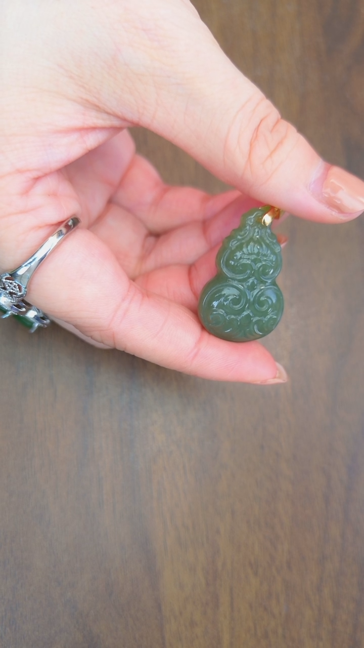 吊坠(赠链)银S925镶嵌和田玉葫芦吊坠