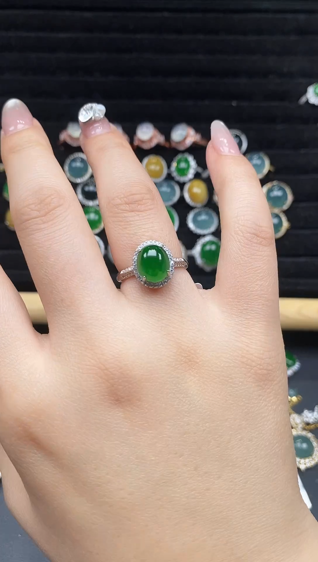 银S925镶嵌戒指翡翠111