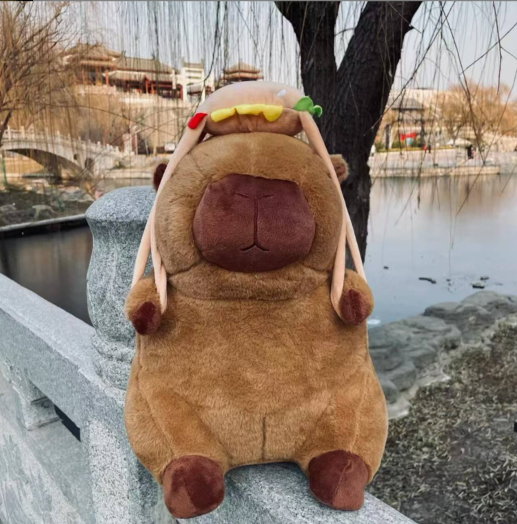 汉堡卡皮巴拉公仔毛绒抱枕40厘米一个 （手工误差2-3厘米）非裙子