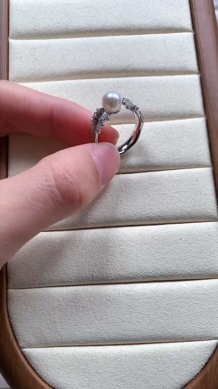 【闪购商品】海水珍珠戒指银S925镶嵌拉丝工艺珍珠戒指