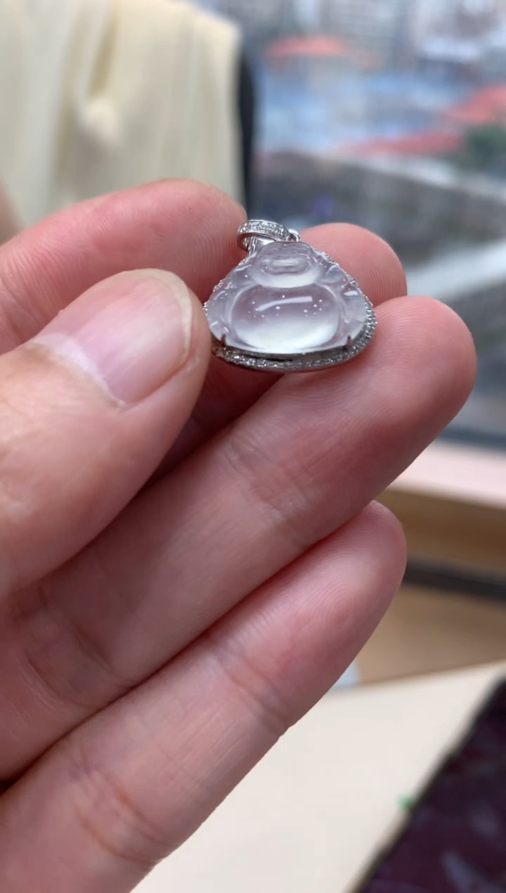 吊坠(不含链)18K金镶嵌翡翠佛公