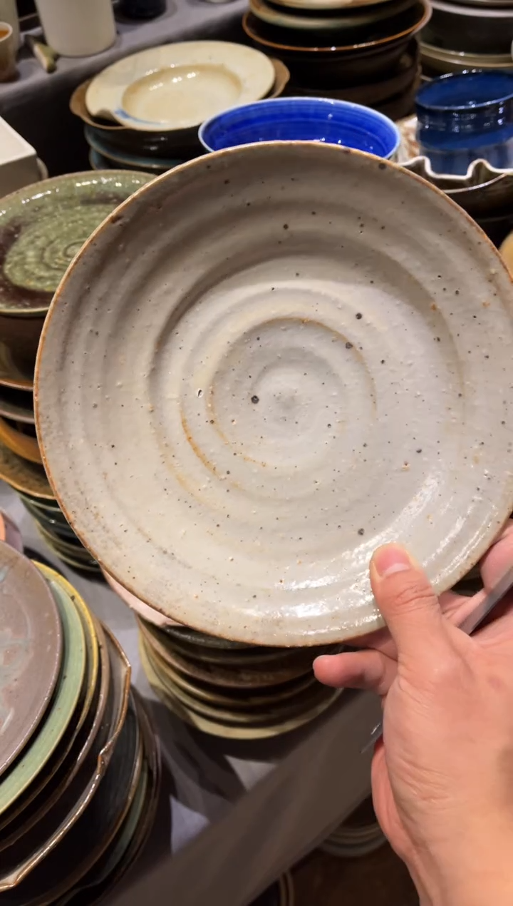 【闪购商品】瓷片722 雪志野灰菜盘1个