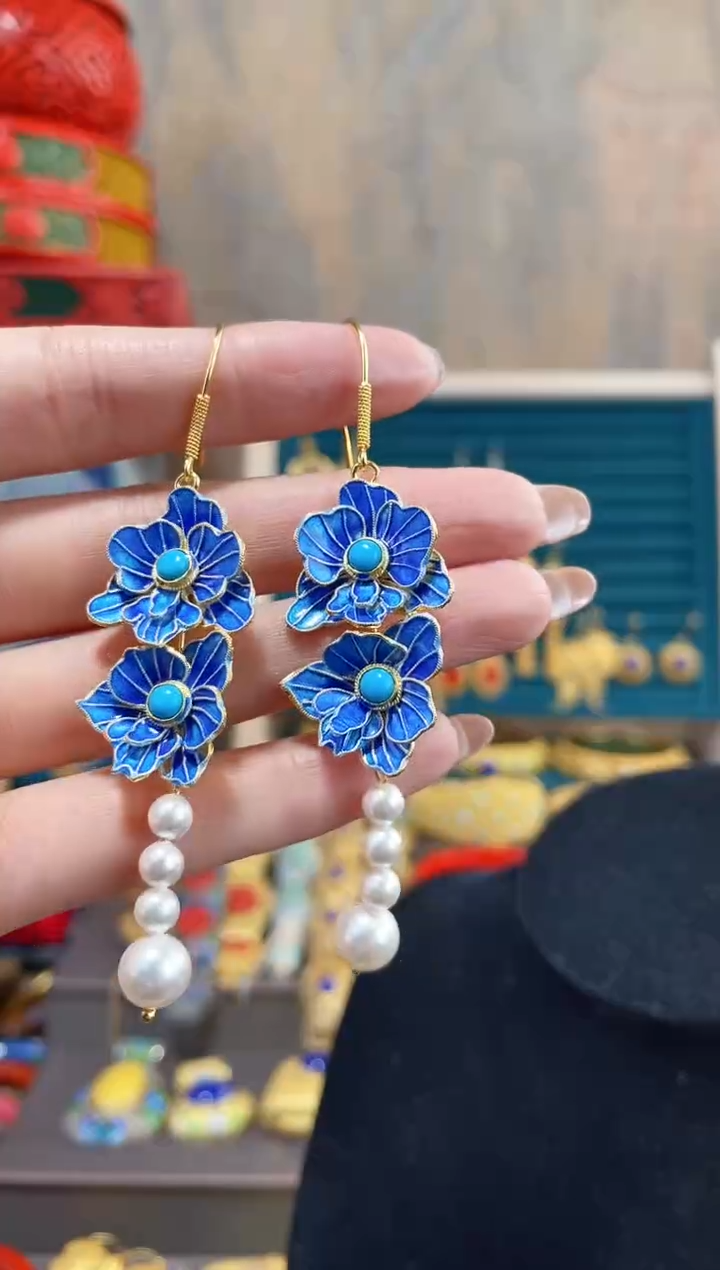 【闪购商品】非遗绝技花丝镶嵌耳环