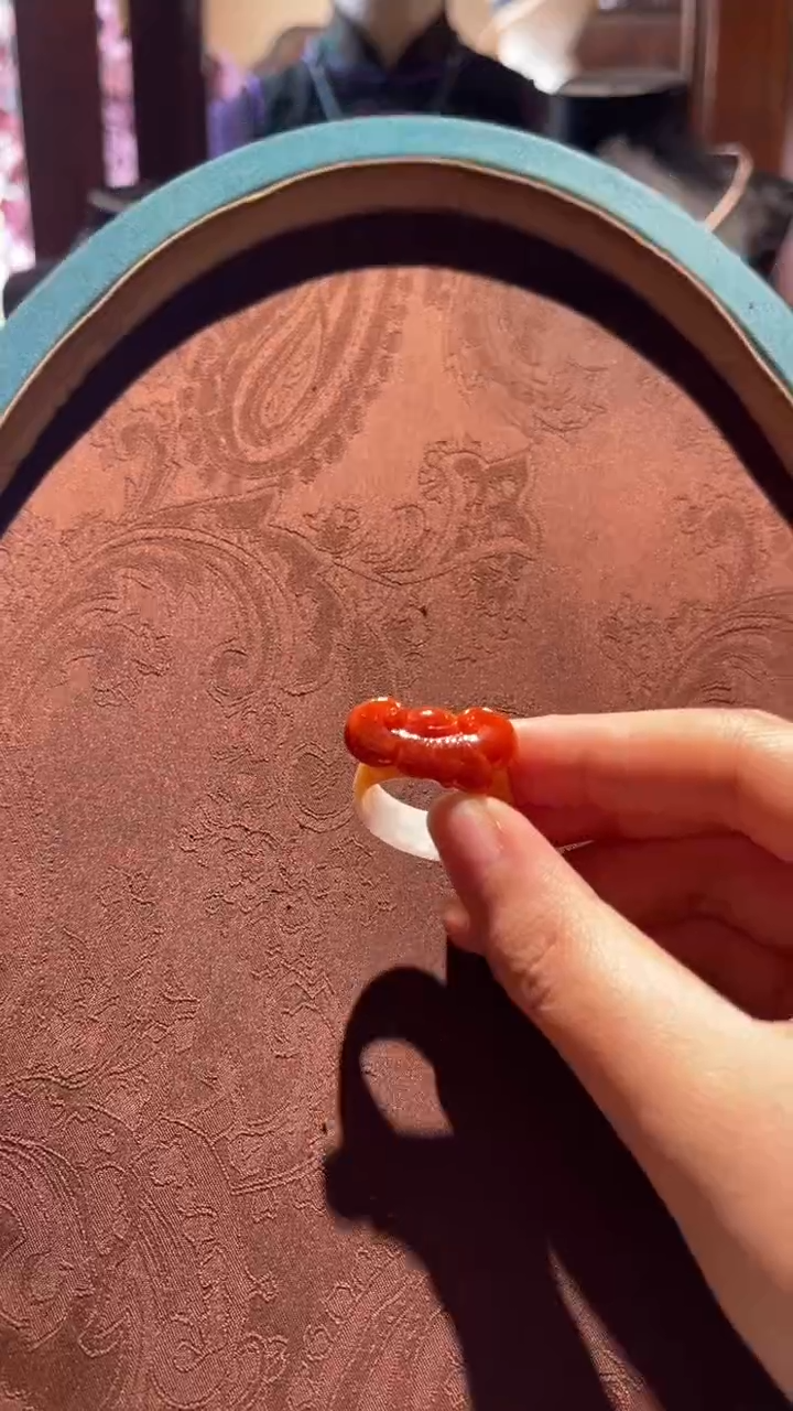 翡翠戒圈未镶嵌红翡绿翠