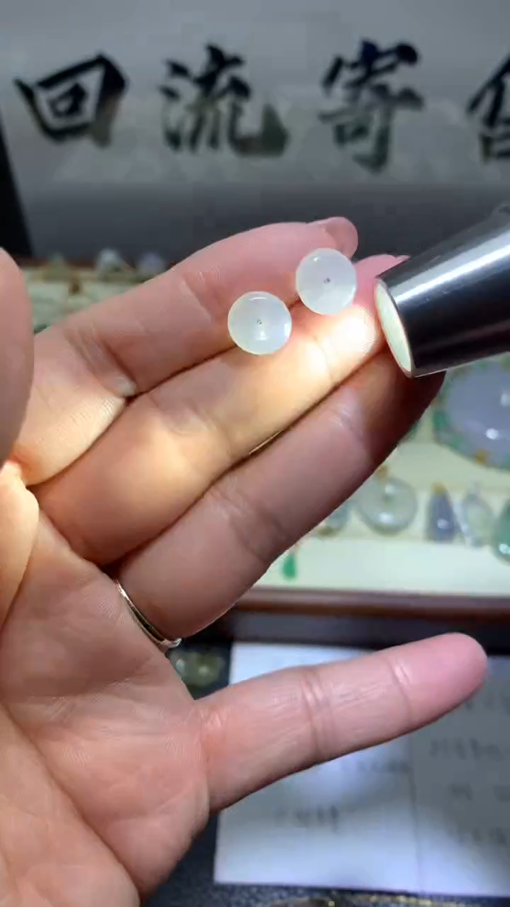 【闪购商品】翡翠耳饰银S925镶嵌094天然翡翠缅甸A货