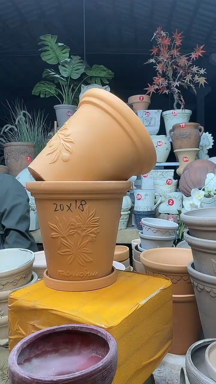 【闪购商品】缸2套20*18红陶香草橄榄 陶土托