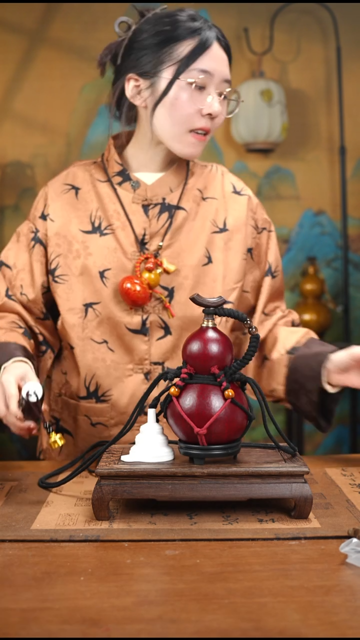 WJ016网兜款大漆酒葫芦（现货现发）