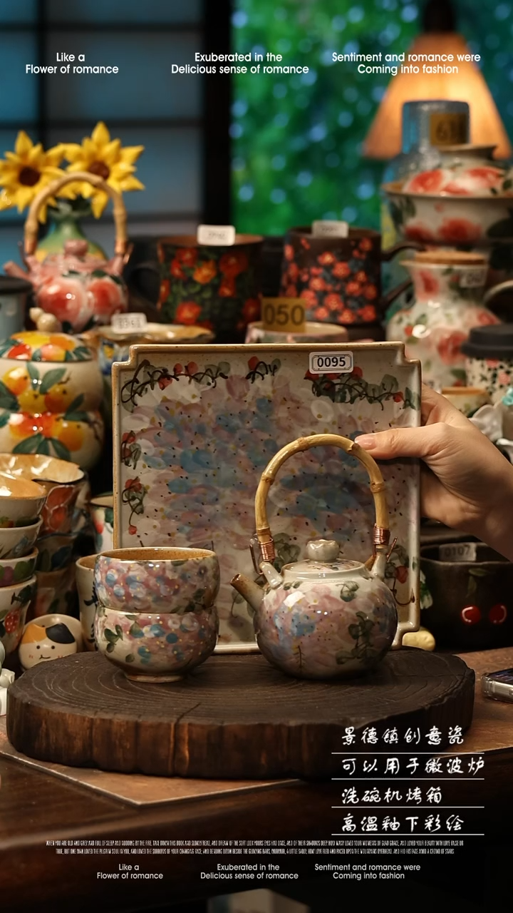 陶瓷景德镇高温釉下彩手工手绘款式