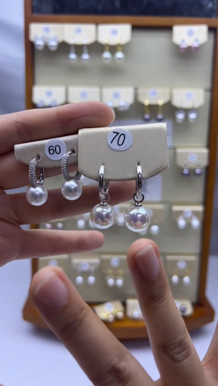 未镶嵌耳饰淡水珍珠60+70