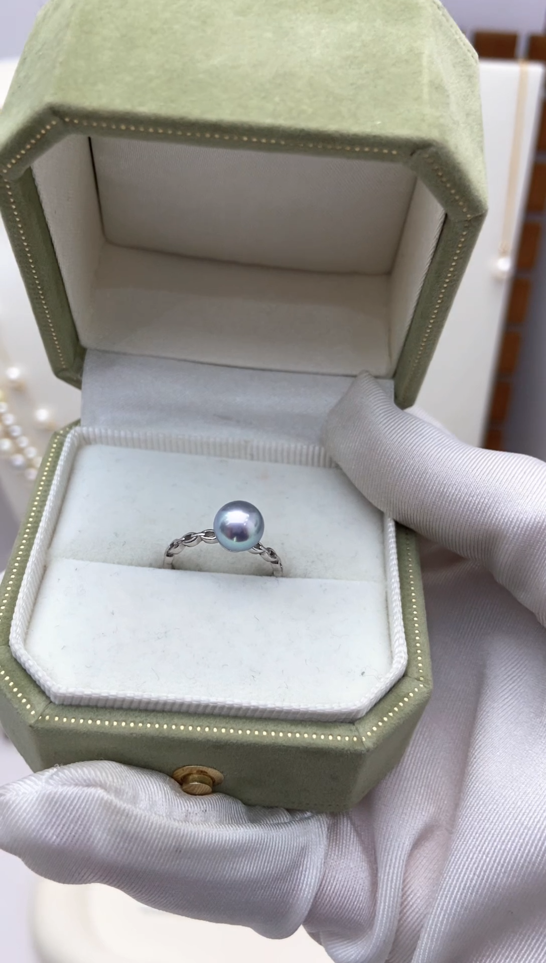 【闪购商品】海水珍珠戒指银S925镶嵌真多麻7.0-7.5戒指