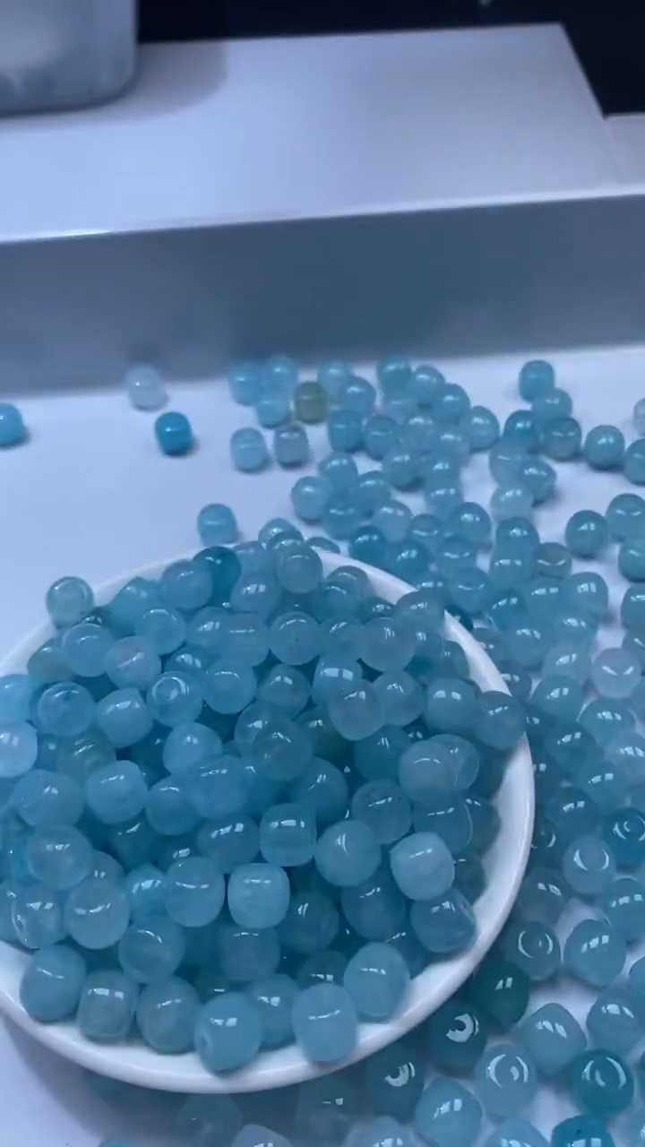 颈饰未镶嵌石英岩玉W3354-海蓝色老型10*8mm*10颗