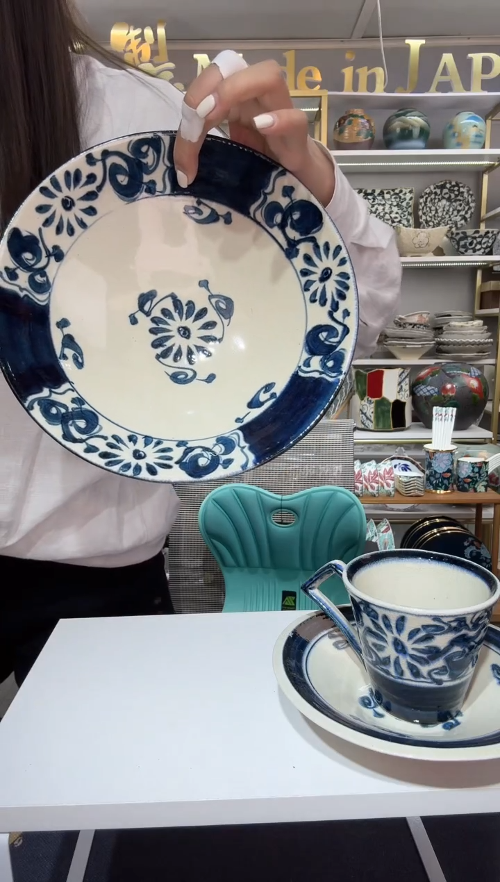 陶瓷宗山家手绘陶瓷斗笠盛钵23.5cm