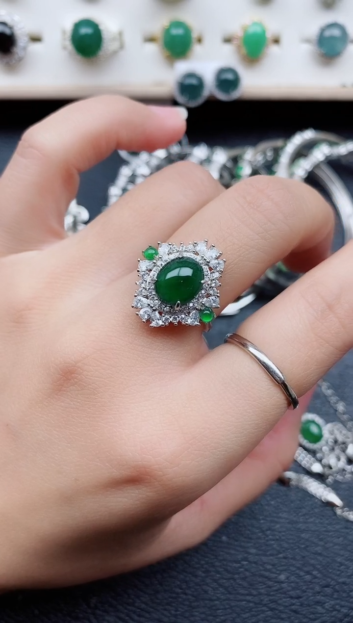 【闪购商品】翡翠戒指银S925镶嵌11111