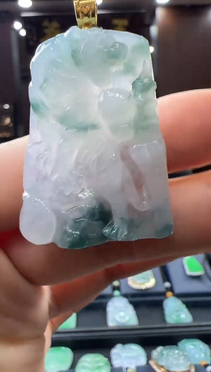 【闪购商品】翡翠挂件18K金镶嵌虎牌 不含链