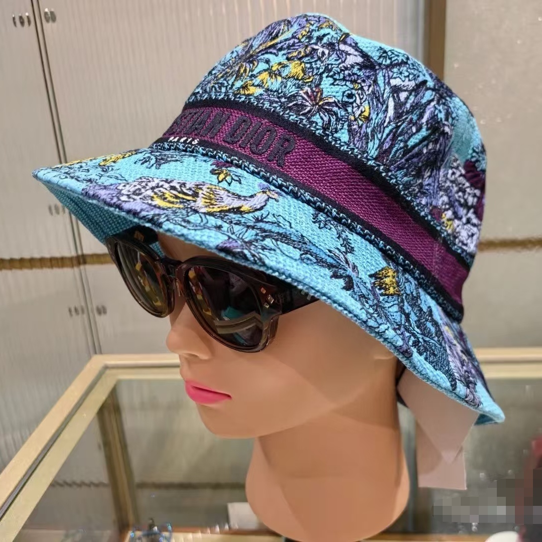 未使用 DIOR/迪奥 Dior女士植物印花图案渔夫帽156007