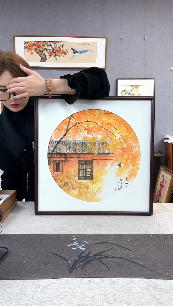 【闪购商品】国画手写手绘带框作品-52*52-王嘉诚