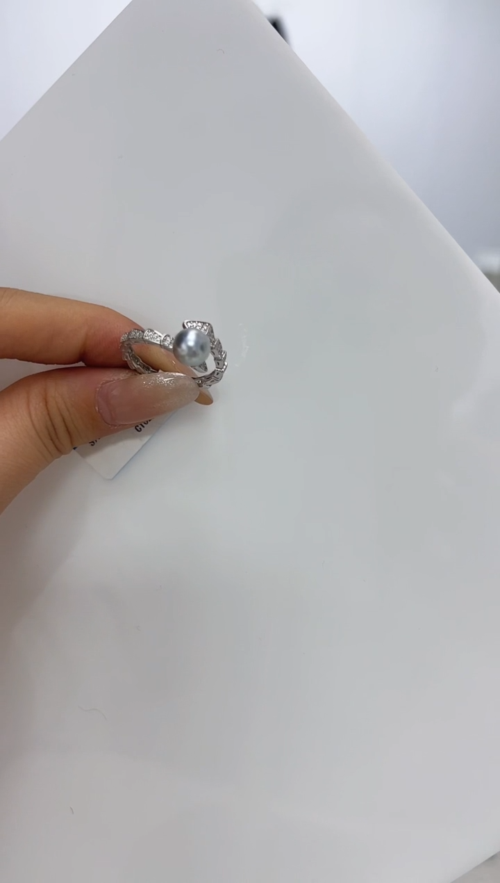 【闪购商品】海水珍珠DA银S925镶嵌c1029 灰珠戒指 7