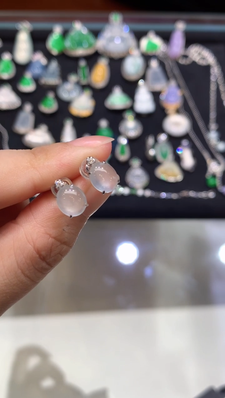 翡翠18K金镶嵌耳饰A217|1500