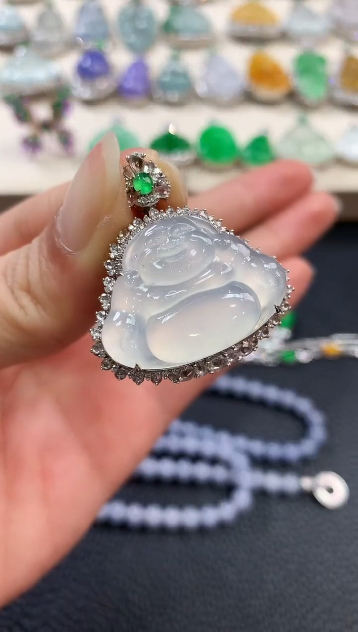 【闪购商品】翡翠吊坠(不含链)18K金镶嵌n69     