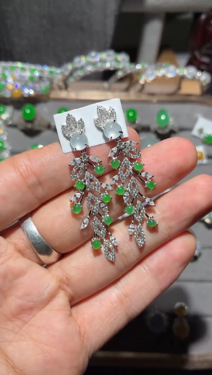 银S925镶嵌翡翠耳饰全量