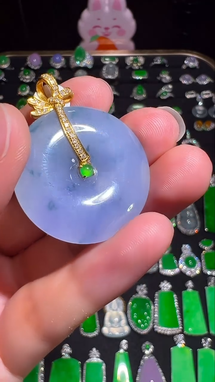 吊坠(不含链)18K金镶嵌翡翠吊坠