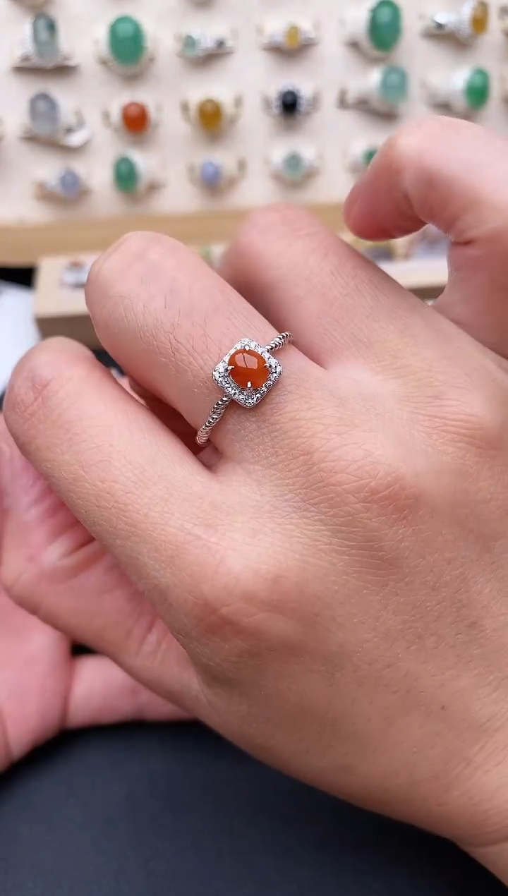 【闪购商品】翡翠戒指银S925镶嵌天然翡翠111   1+