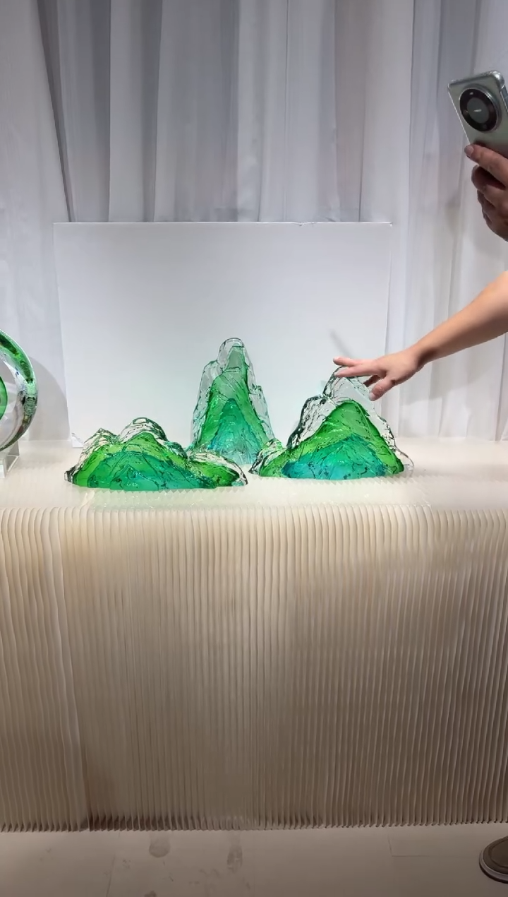 摆件璨石美学翡翠山一组艺术摆件