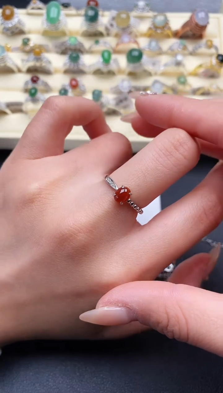 【闪购商品】翡翠戒指银S925镶嵌111111+8