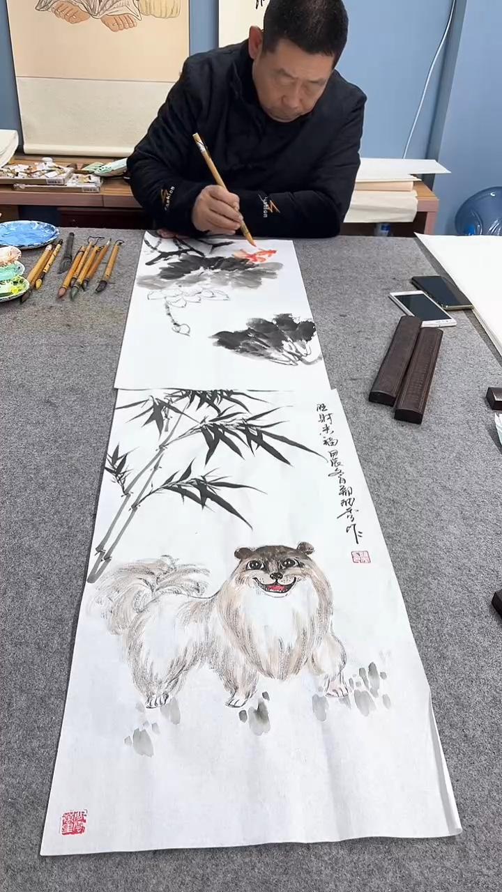 【闪购商品】国画旺财、、手绘狗、