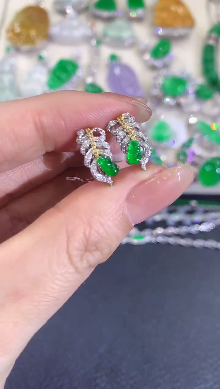 【闪购商品】翡翠耳饰18K金镶嵌 B43       多样性一件发货