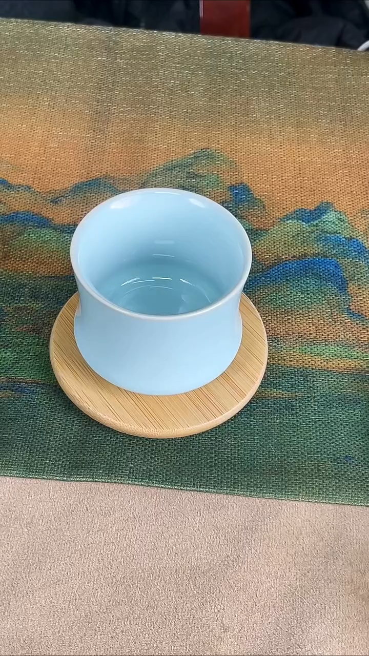 杯子瓷韩红 天青釉 束腰杯