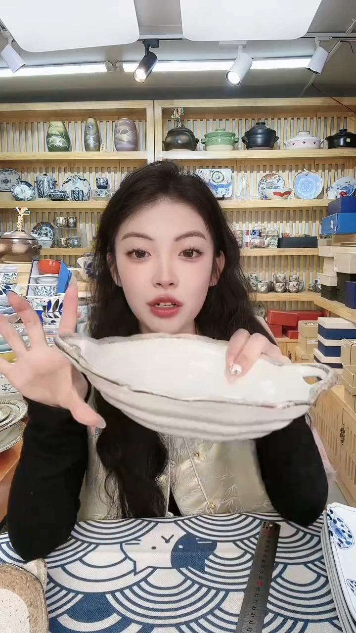 【闪购商品】盘美浓烧白唐津双耳大盘