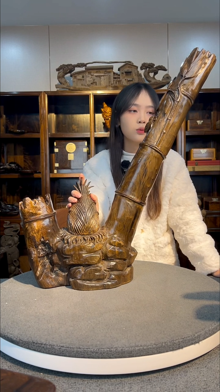 【闪购商品】金丝楠木雕节节高升