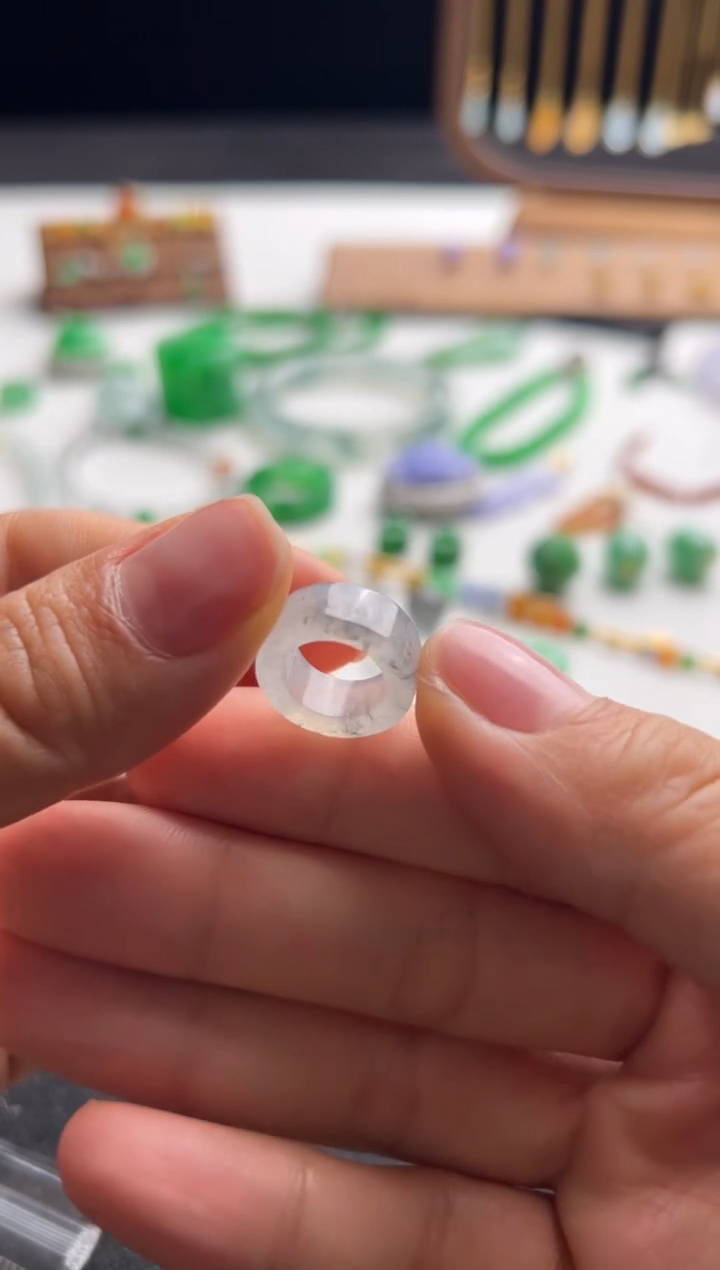 【闪购商品】定制翡翠未镶嵌乌鸡飘花跑环280-xds 清！3