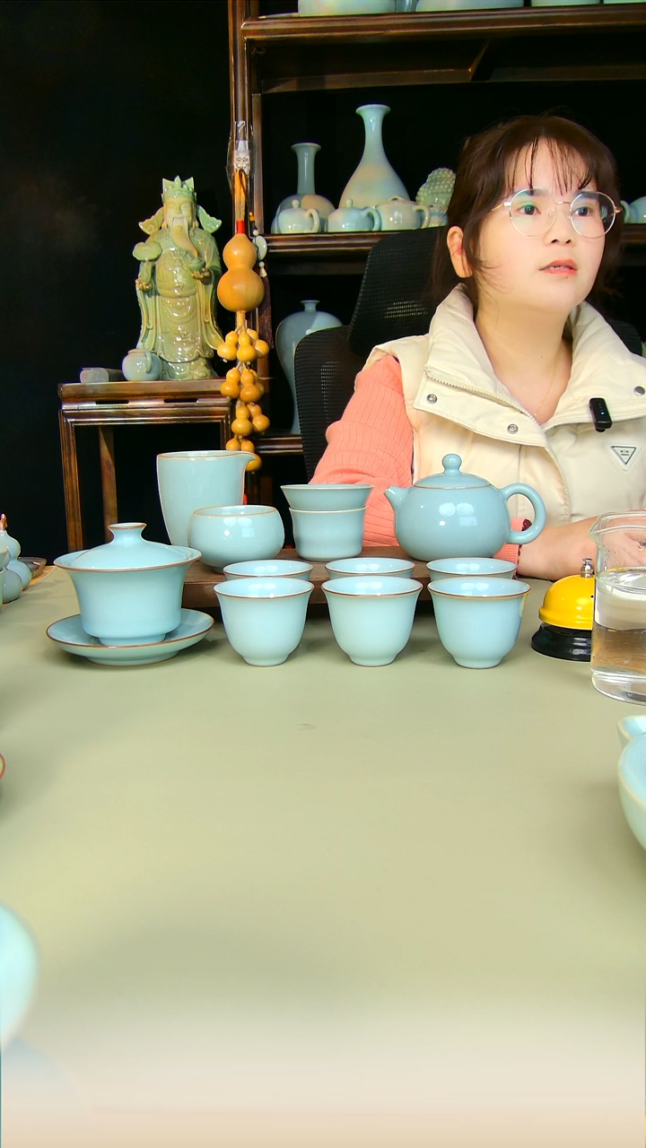 汝瓷清*西施套装原矿天青全手工不完美