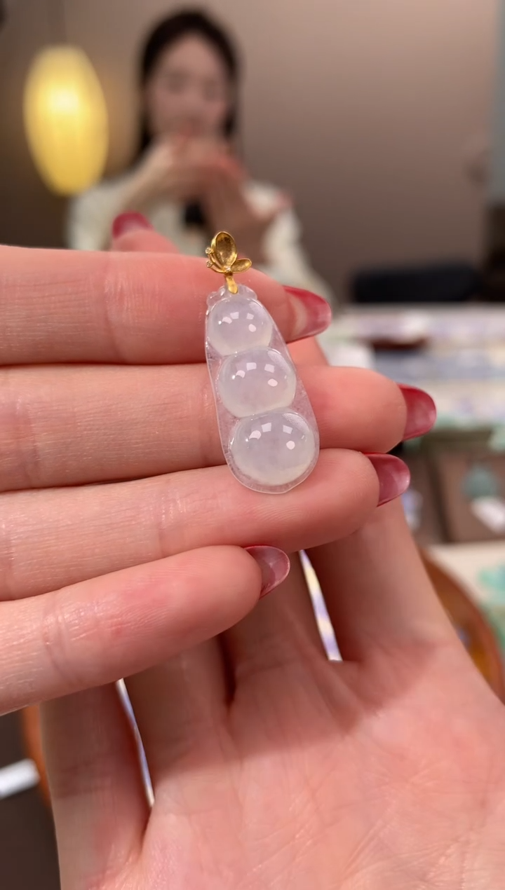 【闪购商品】翡翠颈饰18K金镶嵌天然缅甸a货翡翠