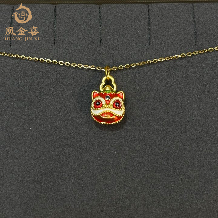 109【凰金喜】醒狮串珠宫廷黄金足金999（含链子）