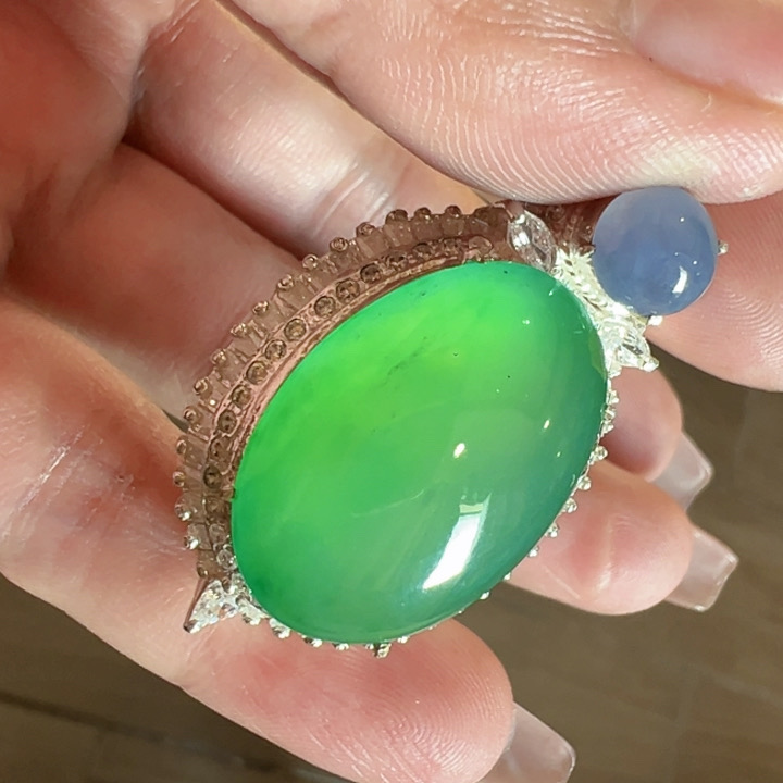 佰萬珠宝甄选 缅甸天然翡翠A货 戒面蛋面 翡翠戒指男款女款鸽子蛋