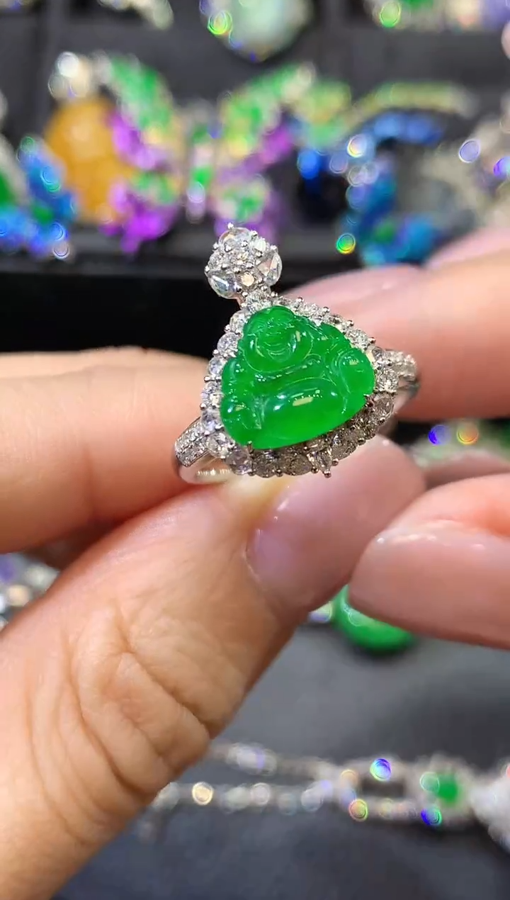 【闪购商品】翡翠戒指18K金镶嵌D27一件