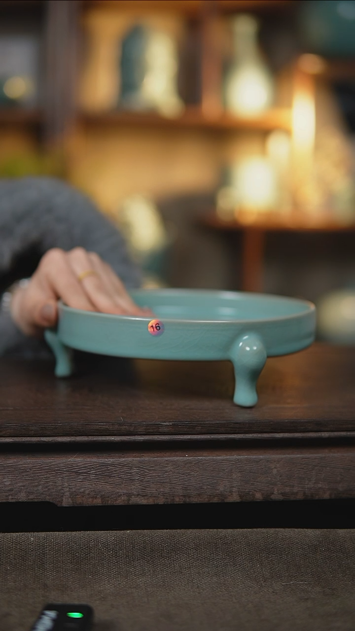 【闪购商品】杯仿古天青三足笔洗微瑕16