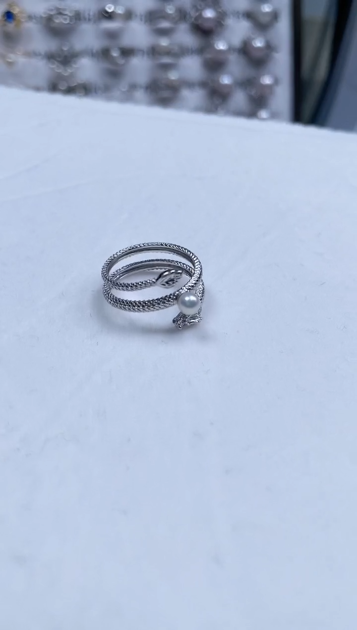 【闪购商品】海水珍珠戒指银S925镶嵌小龙款珍珠戒指